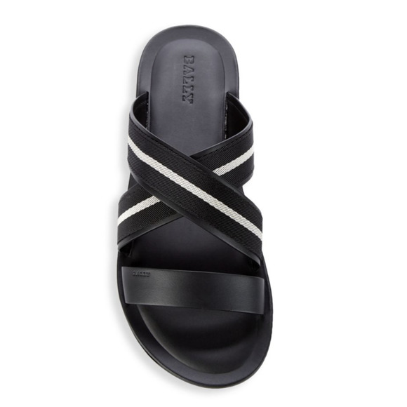 Bally Men\'s Sasha Slide Textile and Leather Black Sandals 9 US 6234150 NIB $450 main image 5